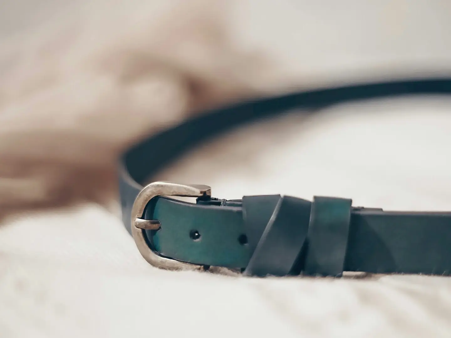 blue leather belt